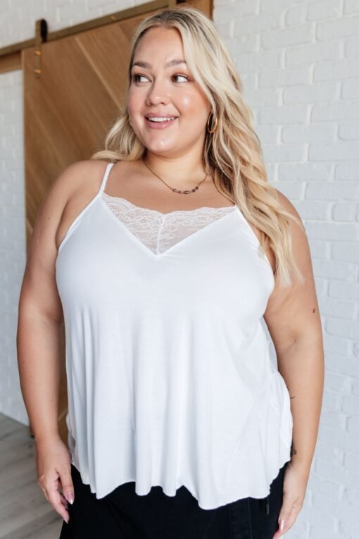 A Gleam in Her Eyes Lace Detail Cami in Ivory Ave Shops