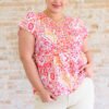 A Matter of Time Flutter Sleeve Top in Multi - Fashion Are Us, LLC